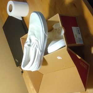 IN BOX Vans slip on white used condition women's 9